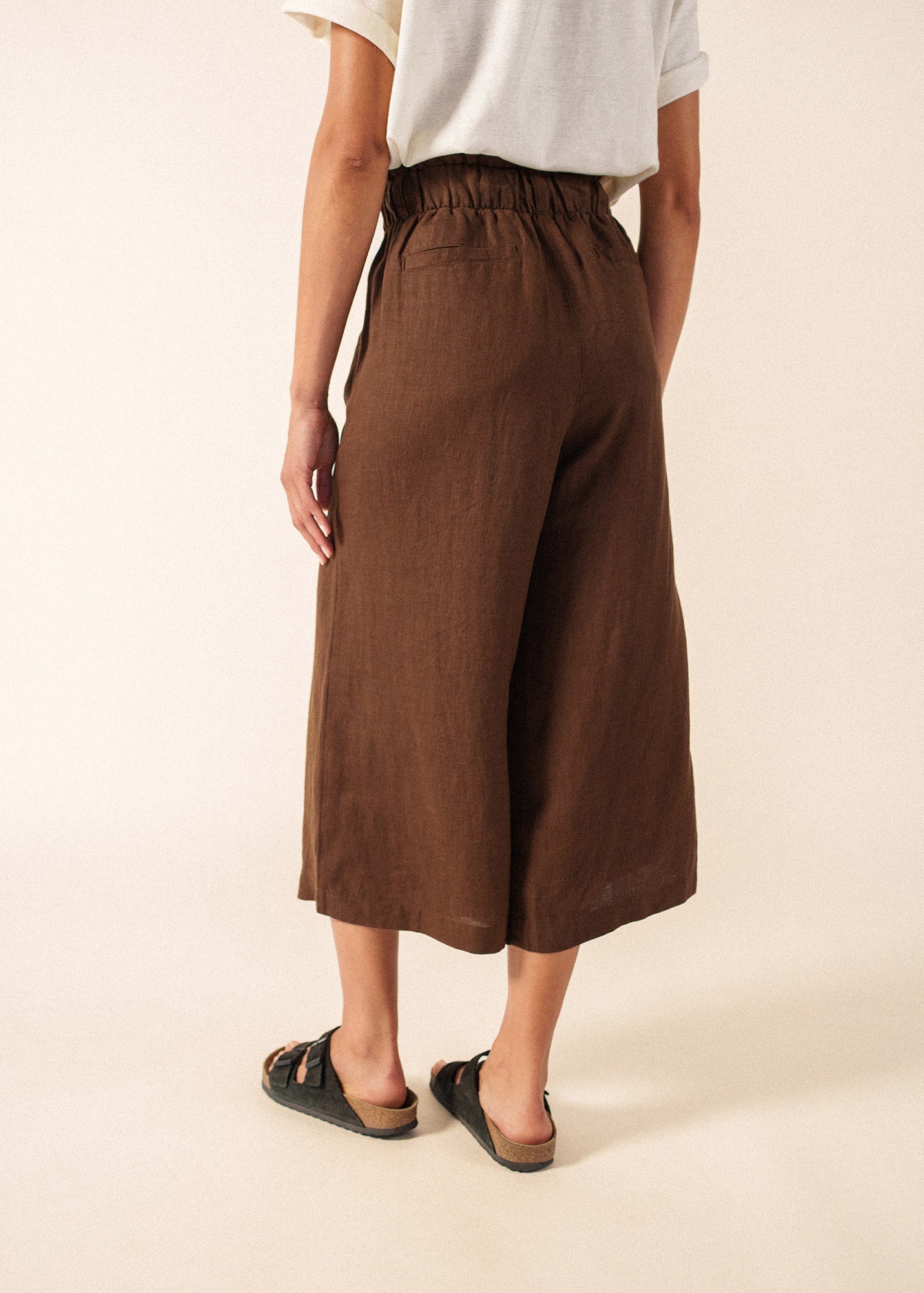 CHLOE Linen Wide-Leg Pants (CHOCOLATE)