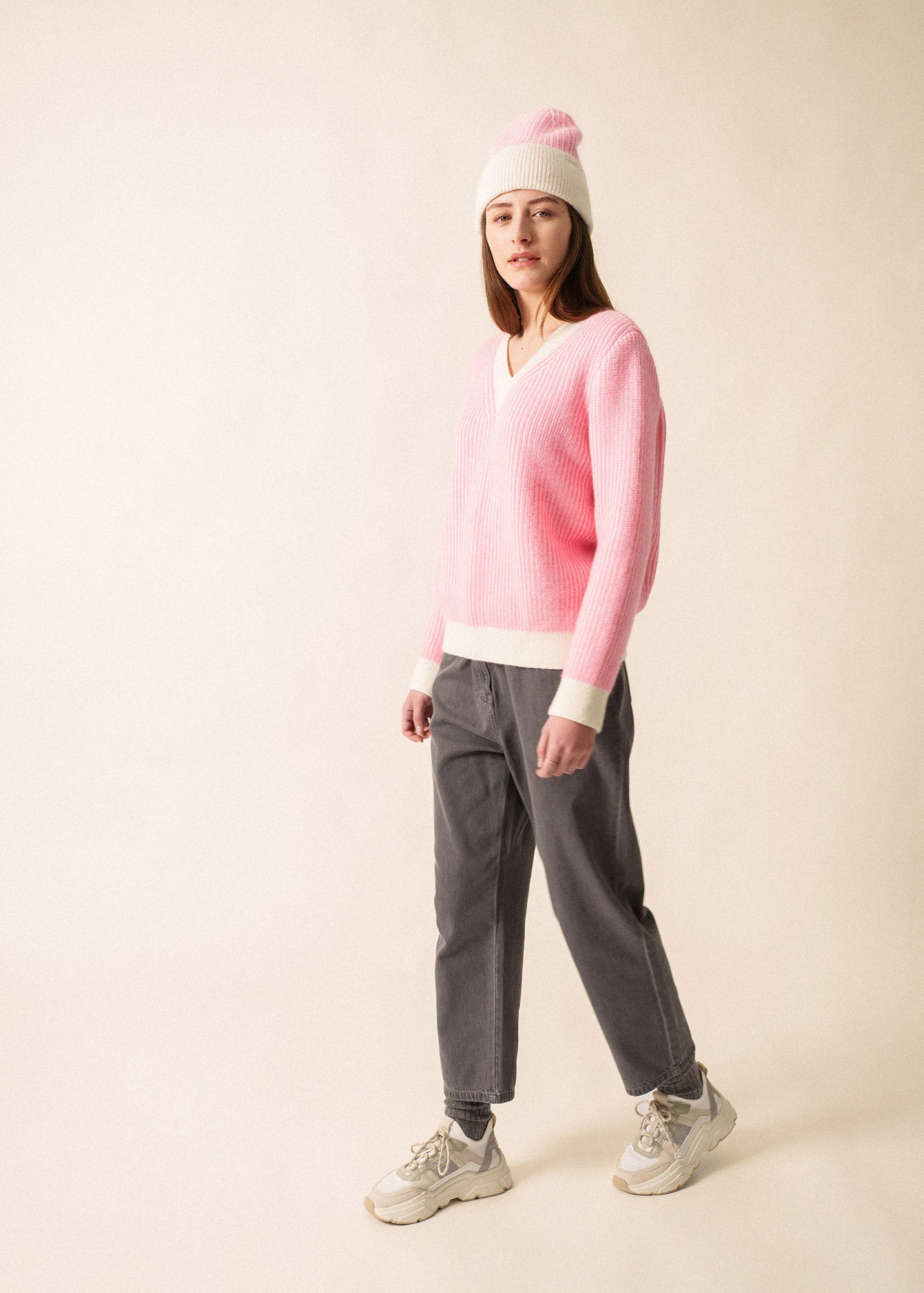 COURCHEVEL Mohair Sweater (WINTER WHITE / BRIGHT PINK)