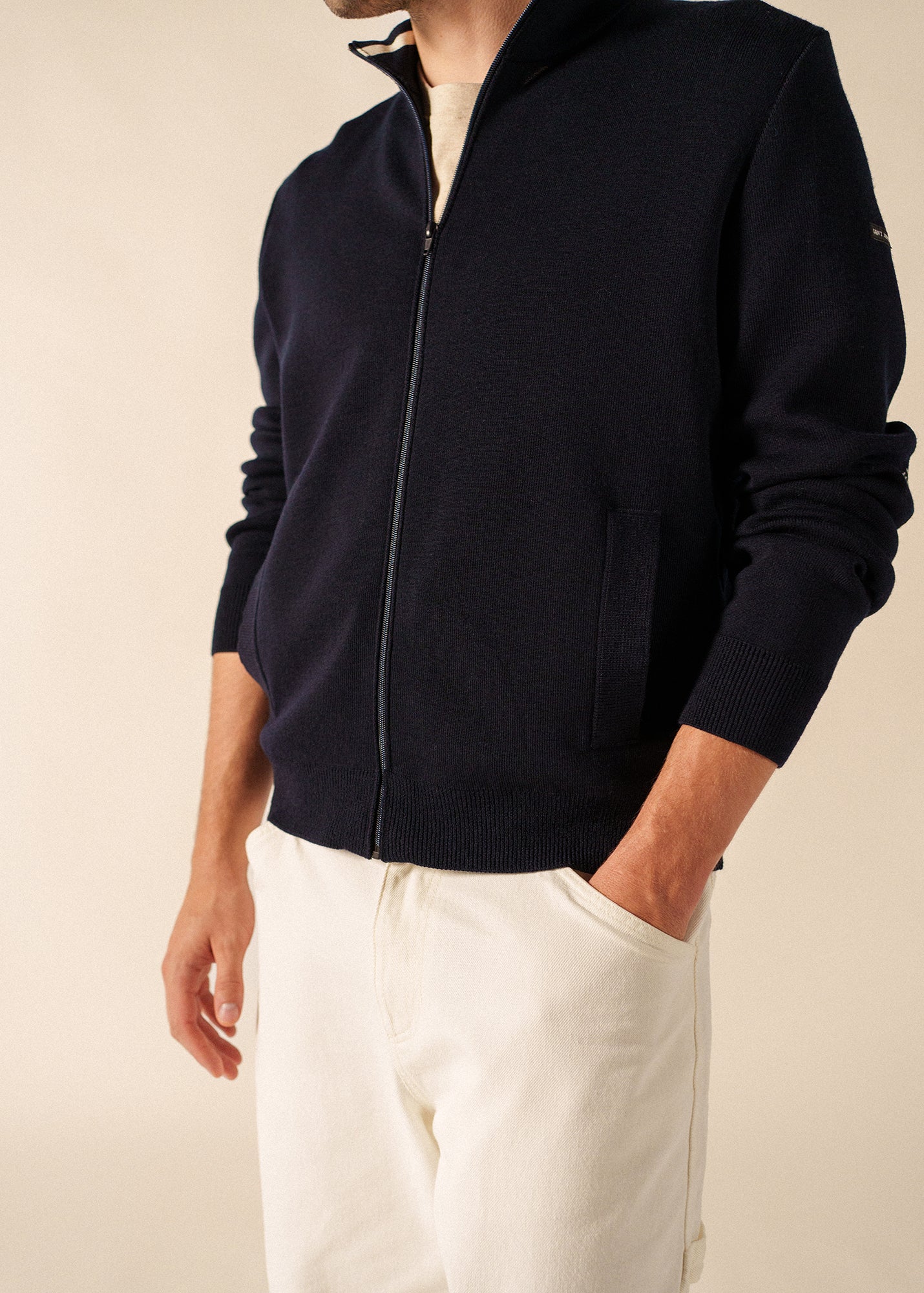EQUIPAGE Zip-Up Cardigan  (NAVY)