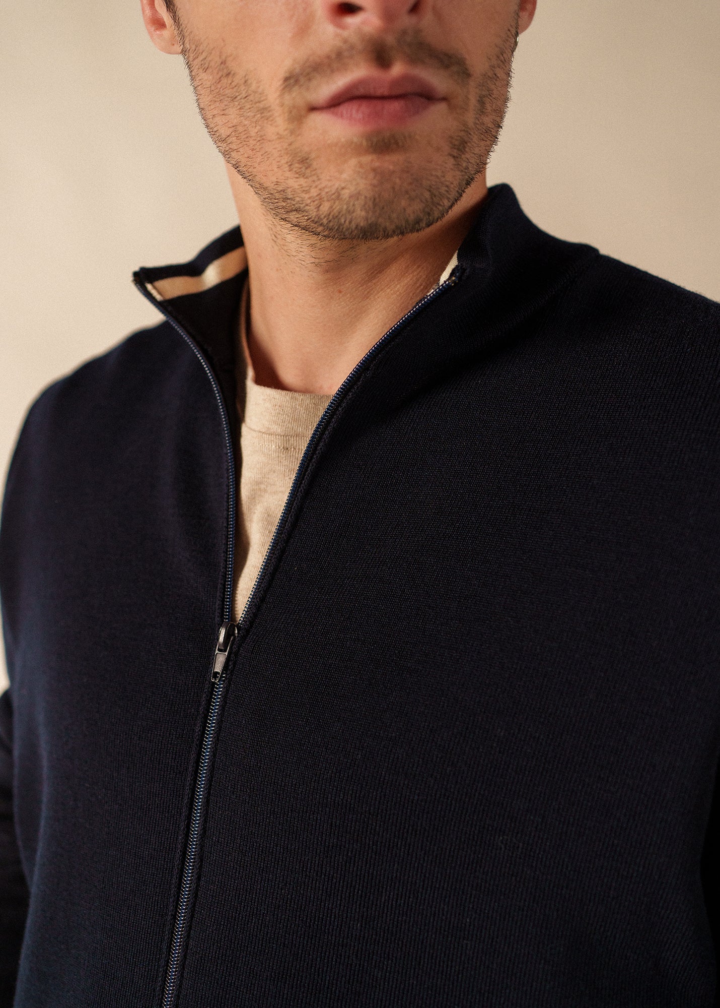EQUIPAGE Zip-Up Cardigan  (NAVY)