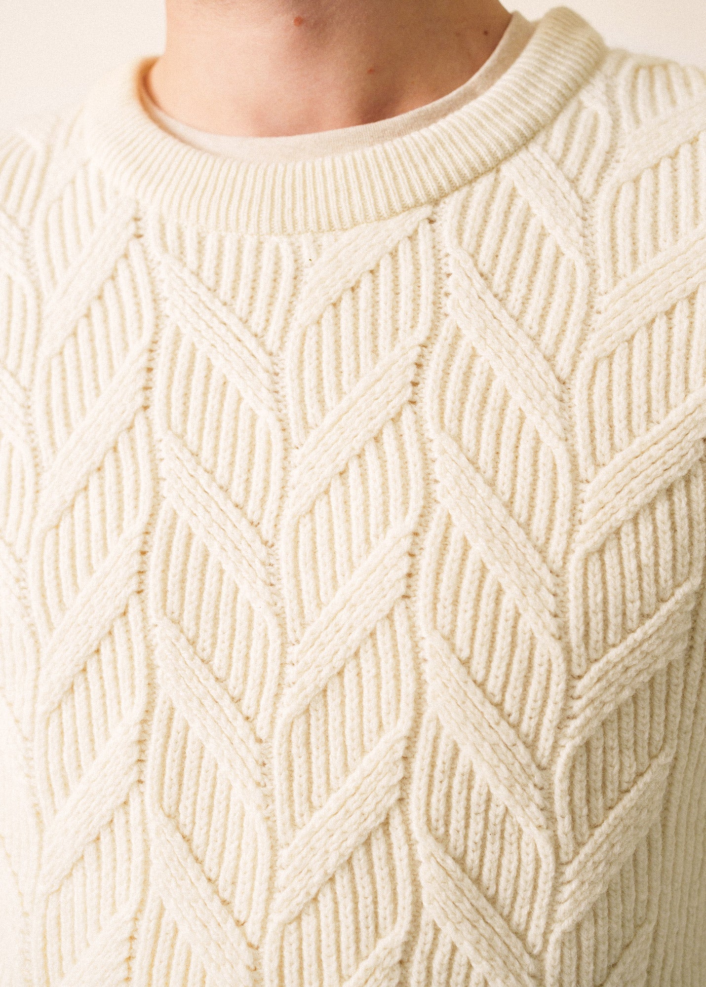 TIGNES Cable Knit Sweate (WINTER WHITE)