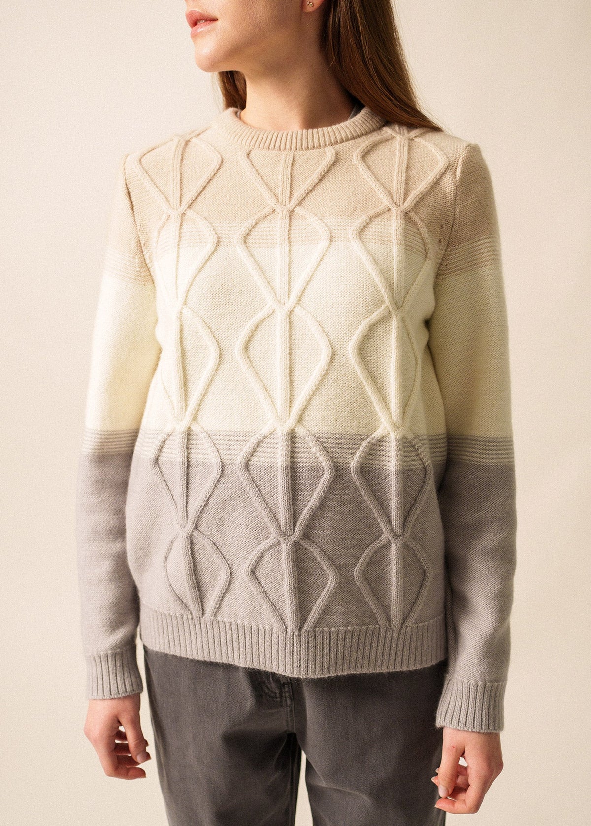 MORZINE Colorblock Sweater (GRAY/ WINTER WHITE /BEIGE)