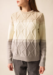 MORZINE Colorblock Sweater (GRAY/ WINTER WHITE /BEIGE)
