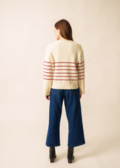 RUMILLY Striped Sweater (ECRU / MAROON)