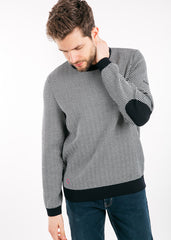 JUBILE Herringbone Jacquard Sweater (NAVY / IVORY)