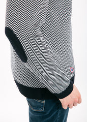 JUBILE Herringbone Jacquard Sweater (NAVY / IVORY)