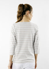 GALATHEE II Breton Striped Top  (OATMEAL / WHITE)
