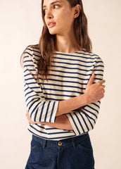 GALATHEE II Breton Striped Top  (ECRU / NAVY)