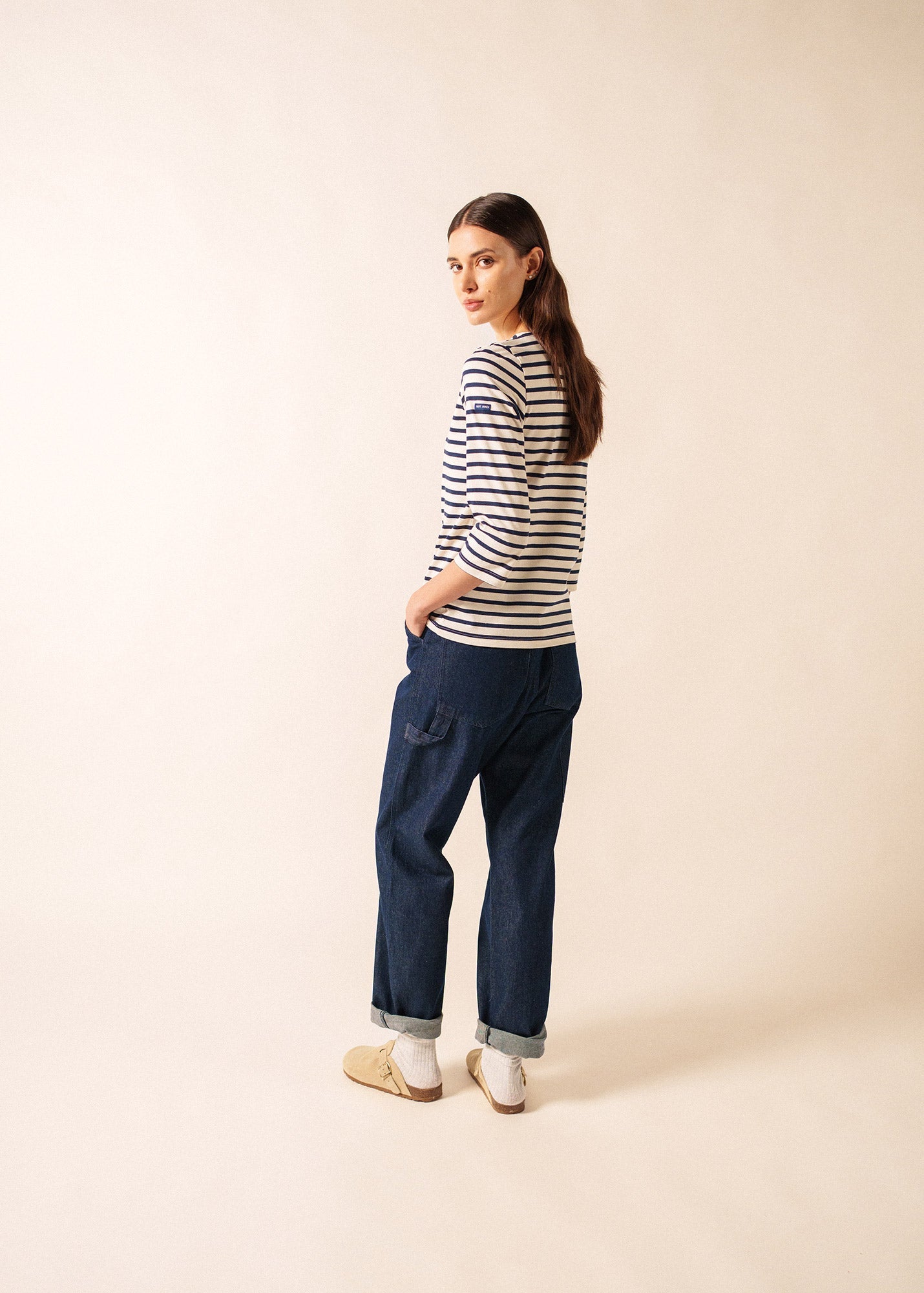 GALATHEE II Breton Striped Top  (ECRU / NAVY)