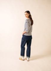 GALATHEE II Breton Striped Top  (ECRU / NAVY)