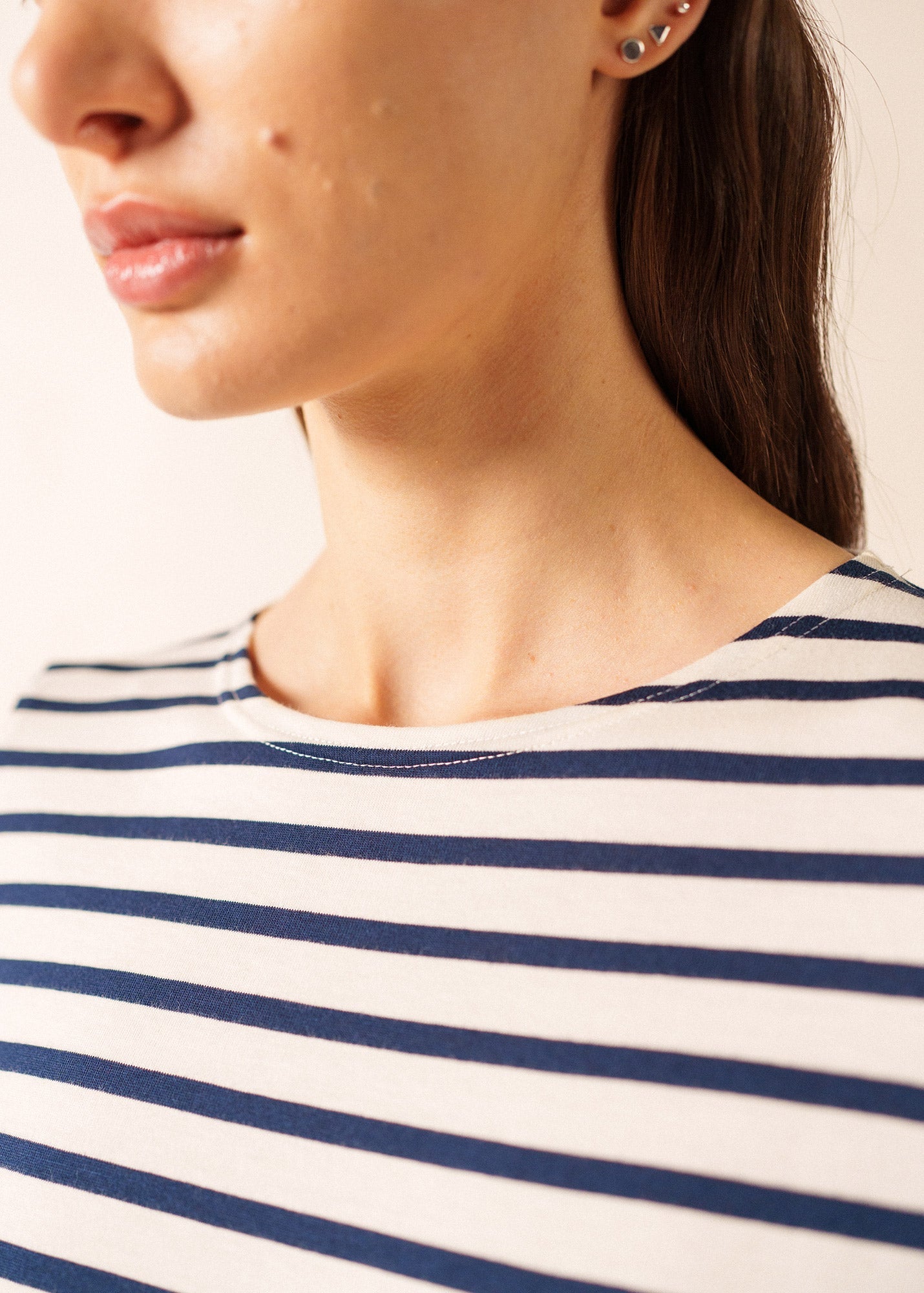 GALATHEE II Breton Striped Top  (ECRU / NAVY)