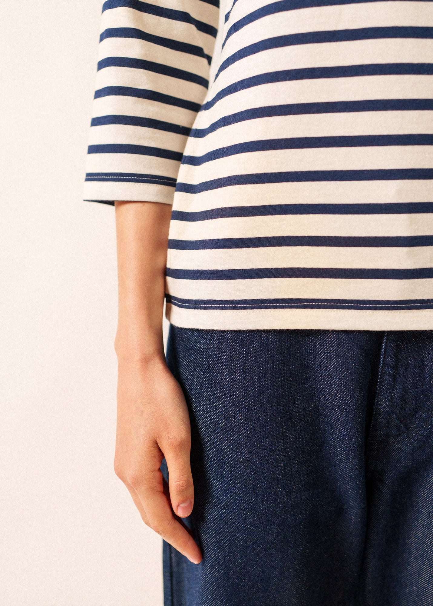 GALATHEE II Breton Striped Top  (ECRU / NAVY)