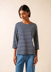 GALATHEE II Breton Striped Top  (NAVY / ECRU)