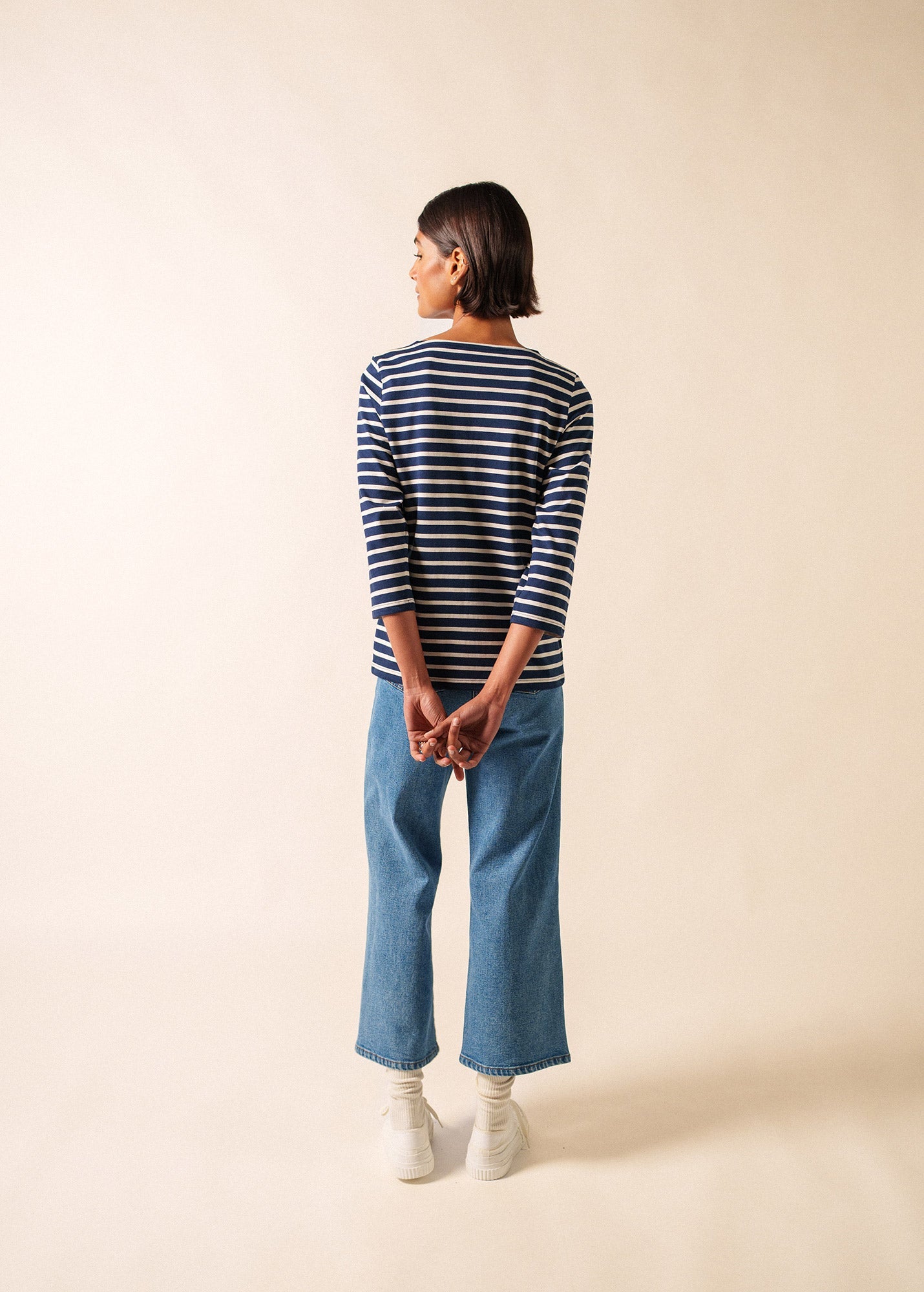 GALATHEE II Breton Striped Top  (NAVY / ECRU)
