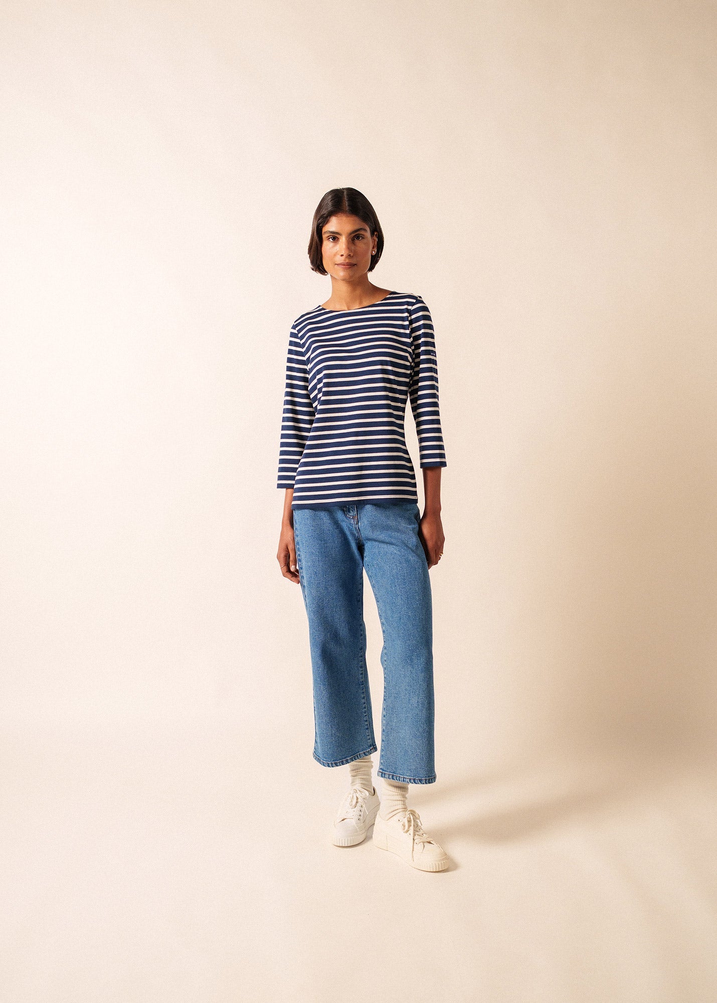 GALATHEE II Breton Striped Top  (NAVY / ECRU)