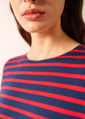 GALATHEE II Breton Striped Top  (NAVY / RED)