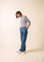 GALATHEE II Breton Striped Top  (WHITE / NAVY)
