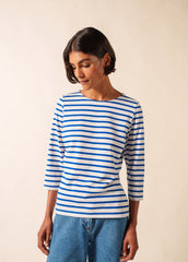 GALATHEE II Breton Striped Top  (WHITE / ROYAL BLUE)
