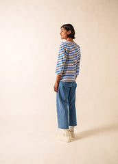 GALATHEE II Breton Striped Top  (WHITE / ROYAL BLUE)