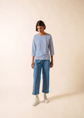 GALATHEE II Breton Striped Top  (WHITE / ROYAL BLUE)