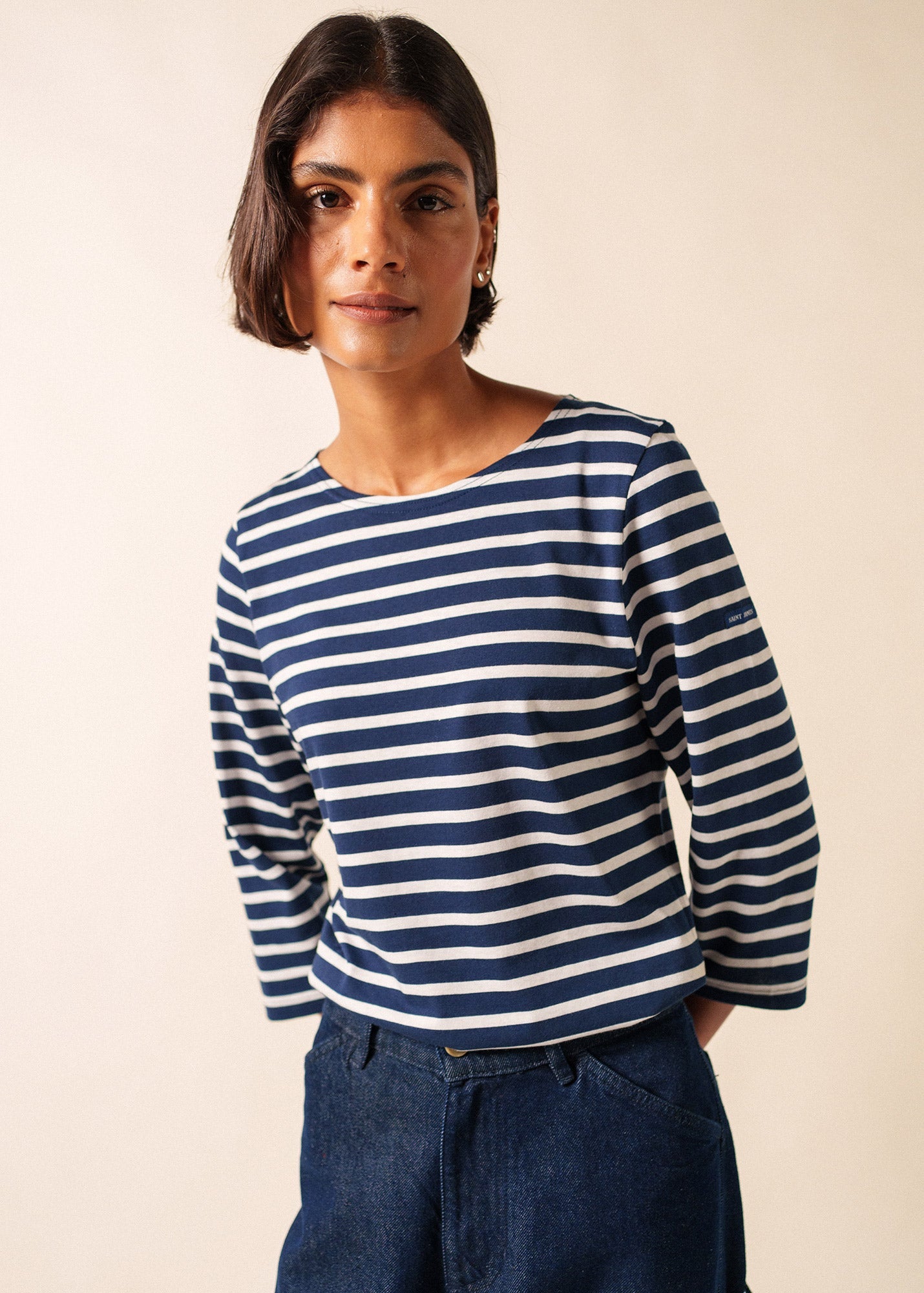GALATHEE II Breton Striped Top  (NAVY / WHITE)