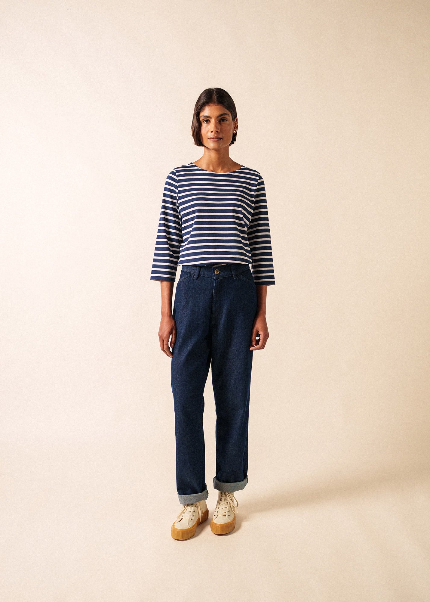 GALATHEE II Breton Striped Top  (NAVY / WHITE)