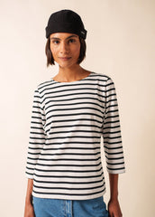GALATHEE II Breton Striped Top  (WHITE / BLACK)