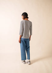 GALATHEE II Breton Striped Top  (WHITE / BLACK)