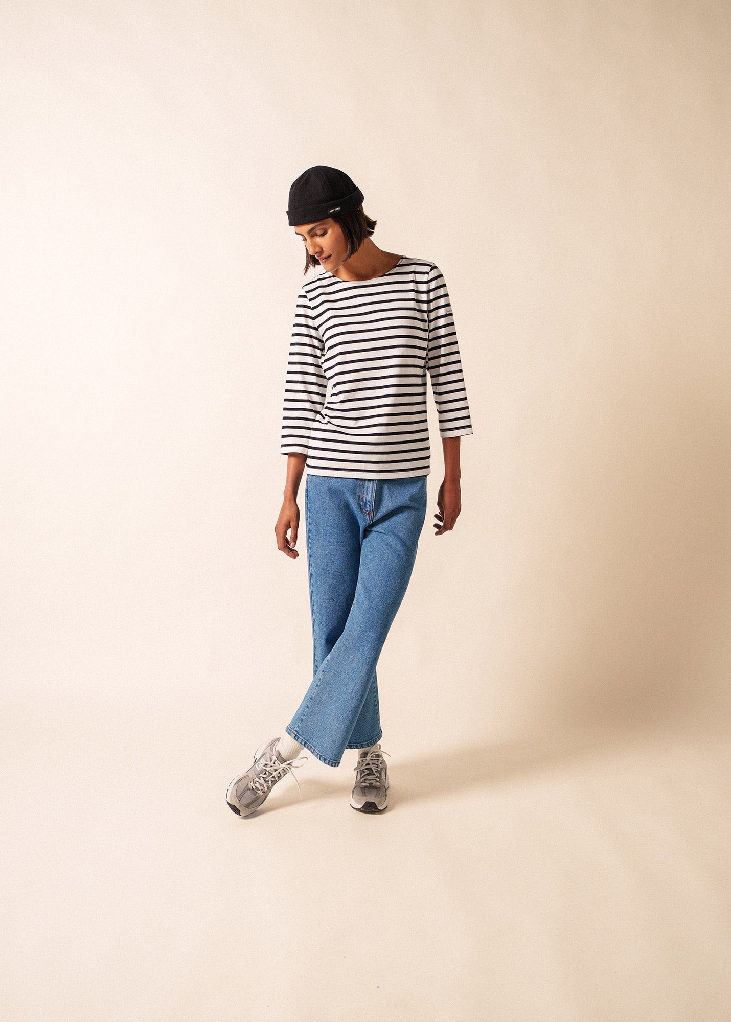 GALATHEE II Breton Striped Top  (WHITE / BLACK)