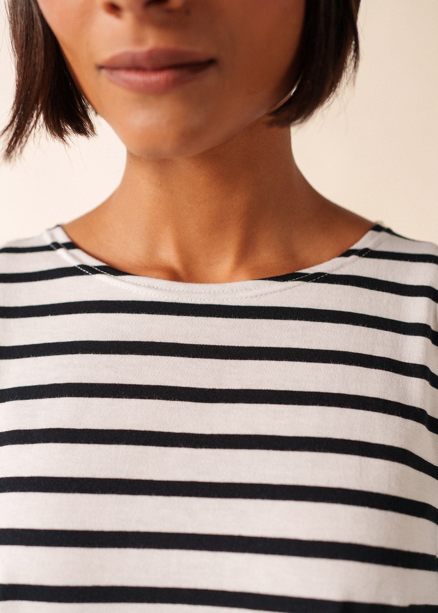 GALATHEE II Breton Striped Top  (WHITE / BLACK)