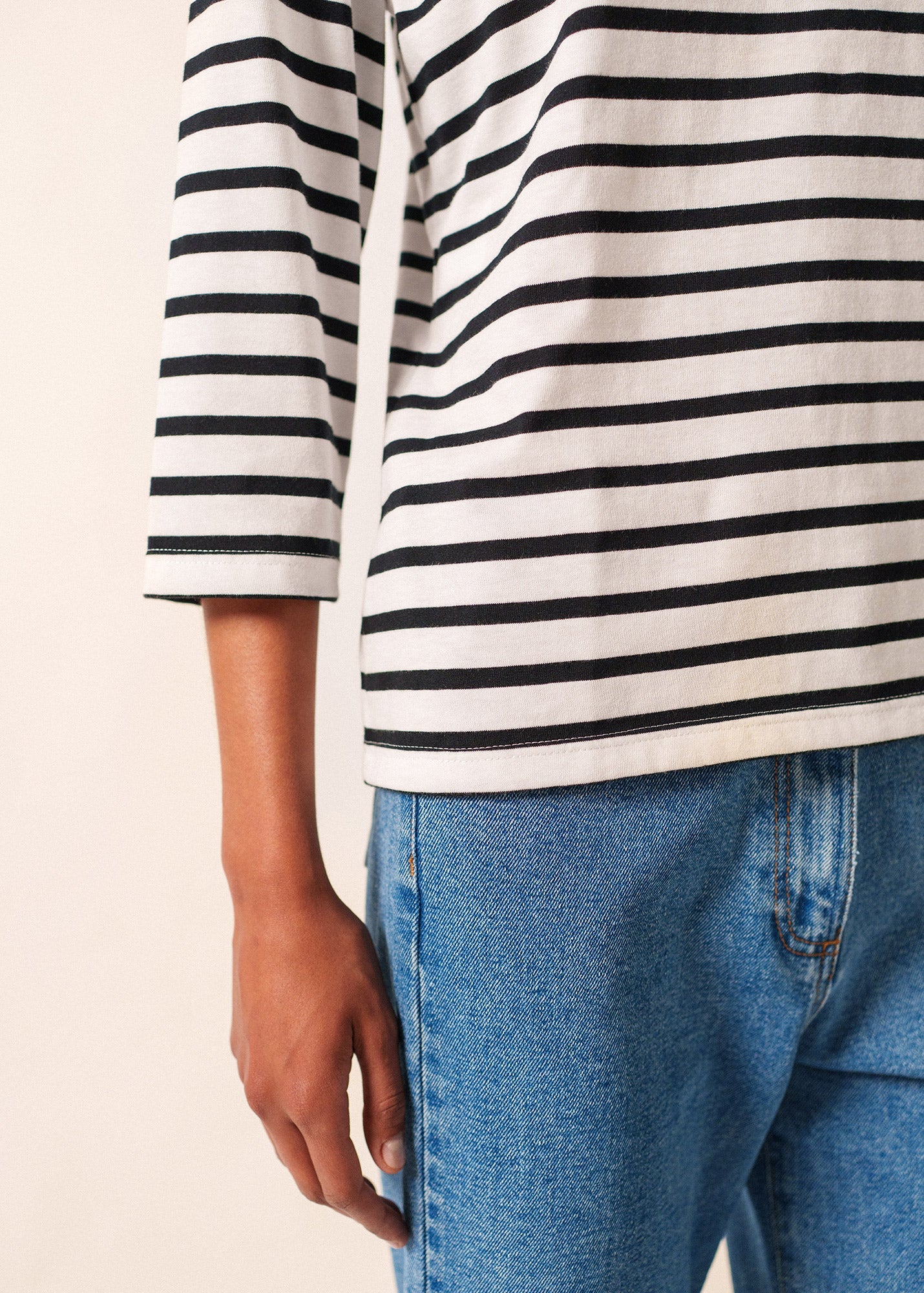 GALATHEE II Breton Striped Top  (WHITE / BLACK)