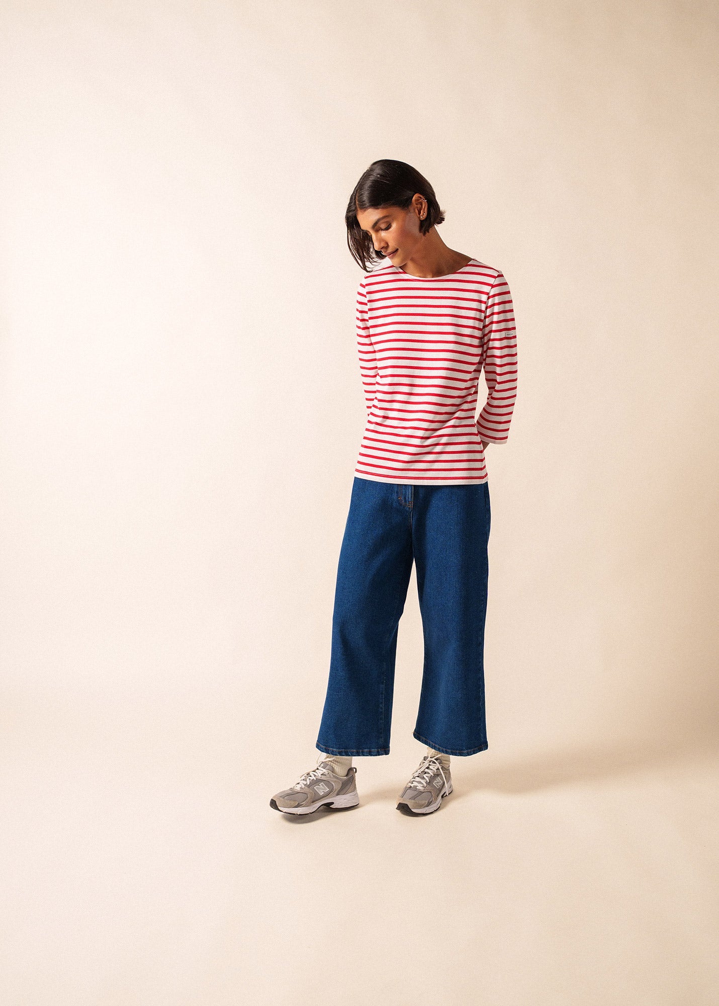 GALATHEE II Breton Striped Top  (WHITE / RED)