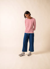 GALATHEE II Breton Striped Top  (WHITE / RED)