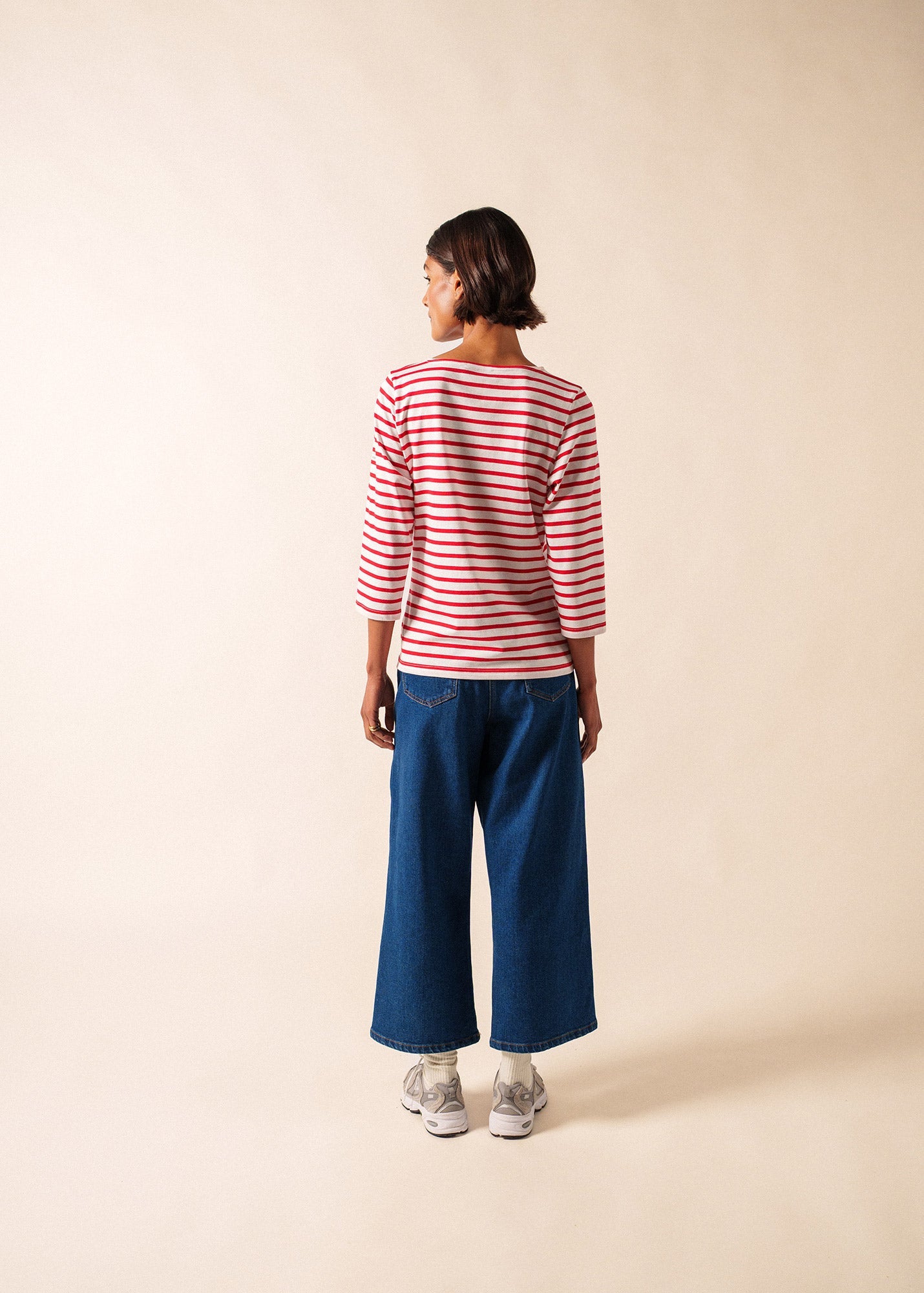 GALATHEE II Breton Striped Top  (WHITE / RED)