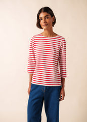 GALATHEE II Breton Striped Top  (WHITE / RED)
