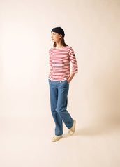 GALATHEE II Breton Striped Top  (ECRU / MAROON)