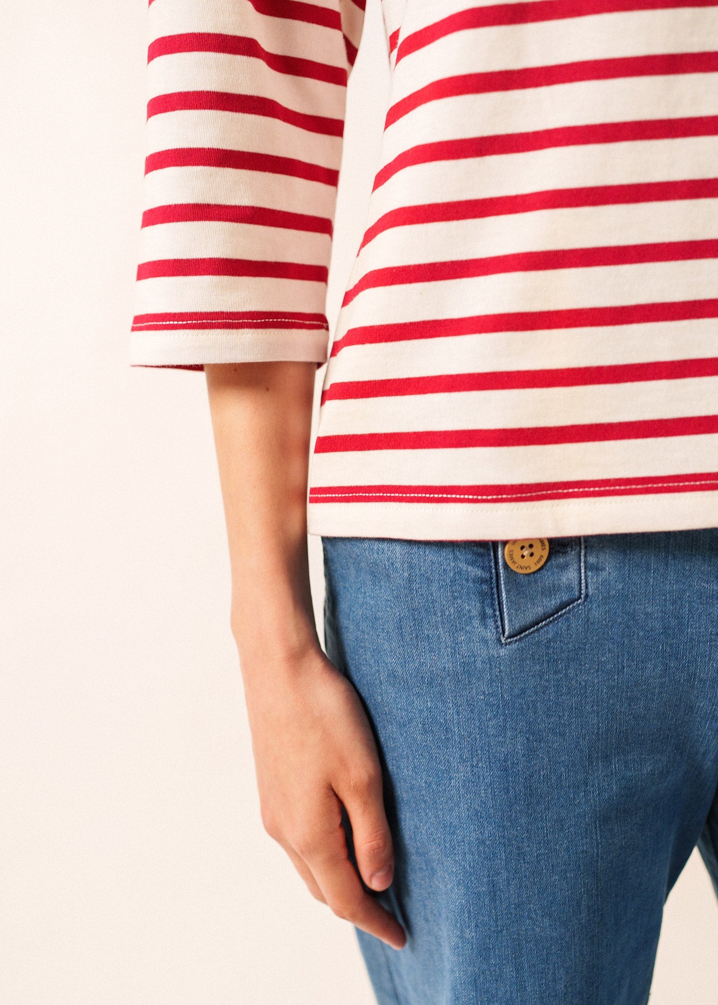 GALATHEE II Breton Striped Top  (ECRU / MAROON)