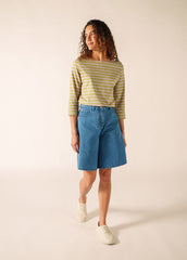 GALATHEE II Breton Striped Top  (SAGE OLIVE / TEA ROSE PINK)