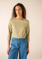GALATHEE II Breton Striped Top  (SAGE OLIVE / TEA ROSE PINK)