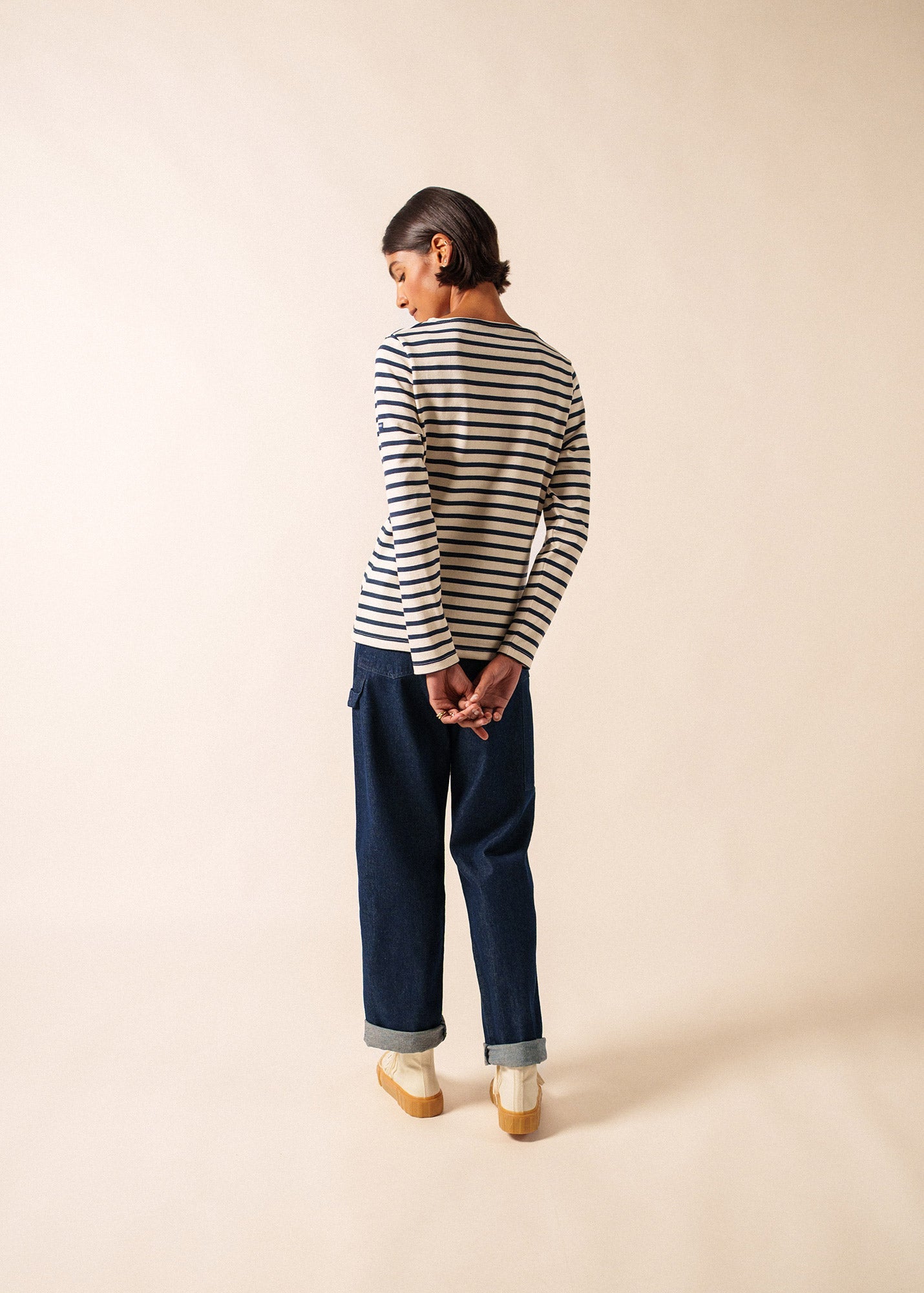 MERIDAME II Breton Shirt (ECRU / NAVY)