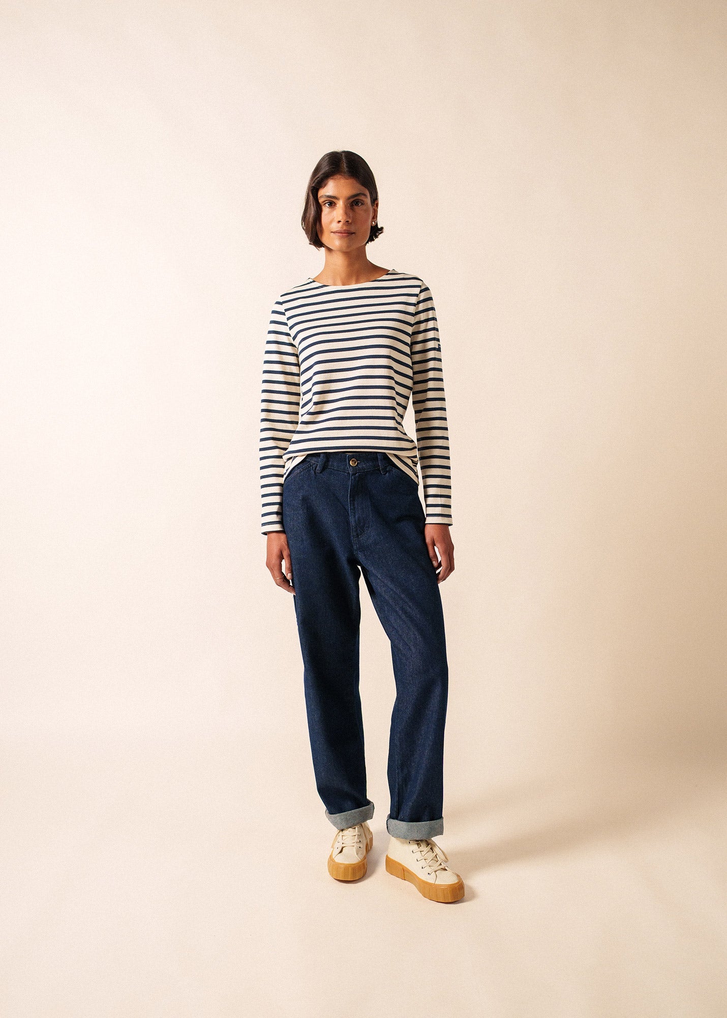 MERIDAME II Breton Shirt (ECRU / NAVY)