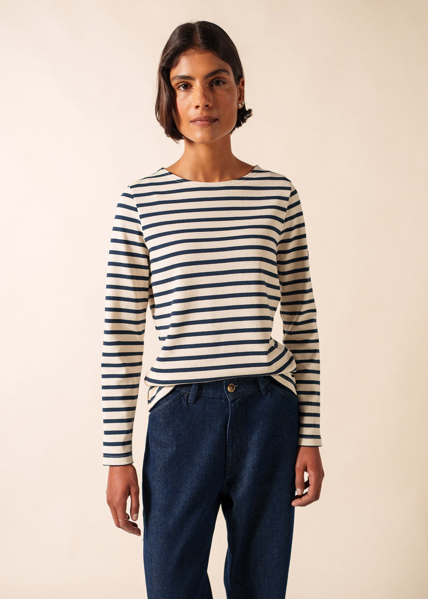 MERIDAME II Breton Shirt (ECRU / NAVY)