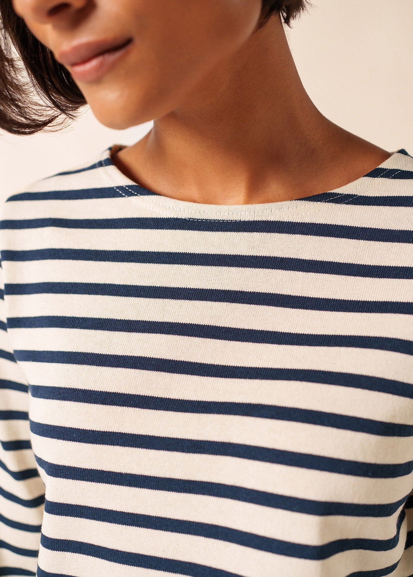 MERIDAME II Breton Shirt (ECRU / NAVY)