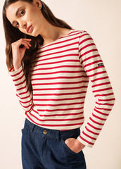 MERIDAME II Breton Shirt (ECRU / MAROON)
