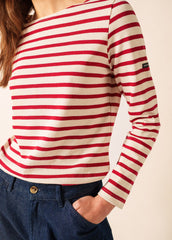MERIDAME II Breton Shirt (ECRU / MAROON)