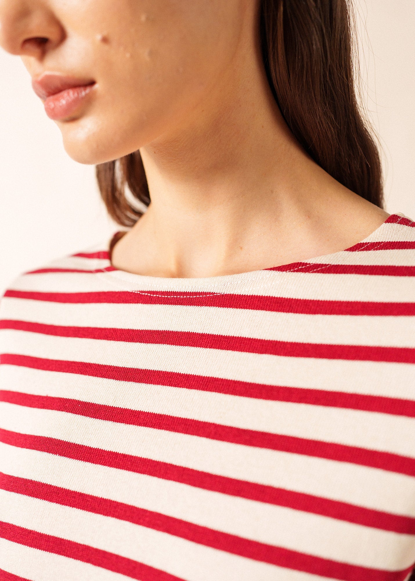 MERIDAME II Breton Shirt (ECRU / MAROON)