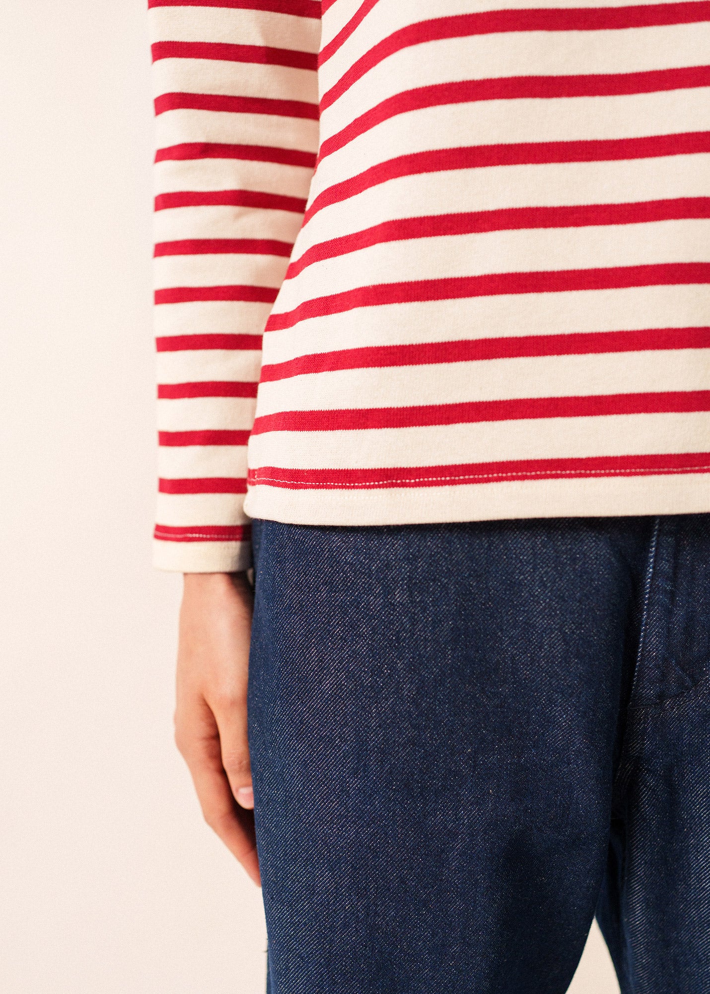 MERIDAME II Breton Shirt (ECRU / MAROON)