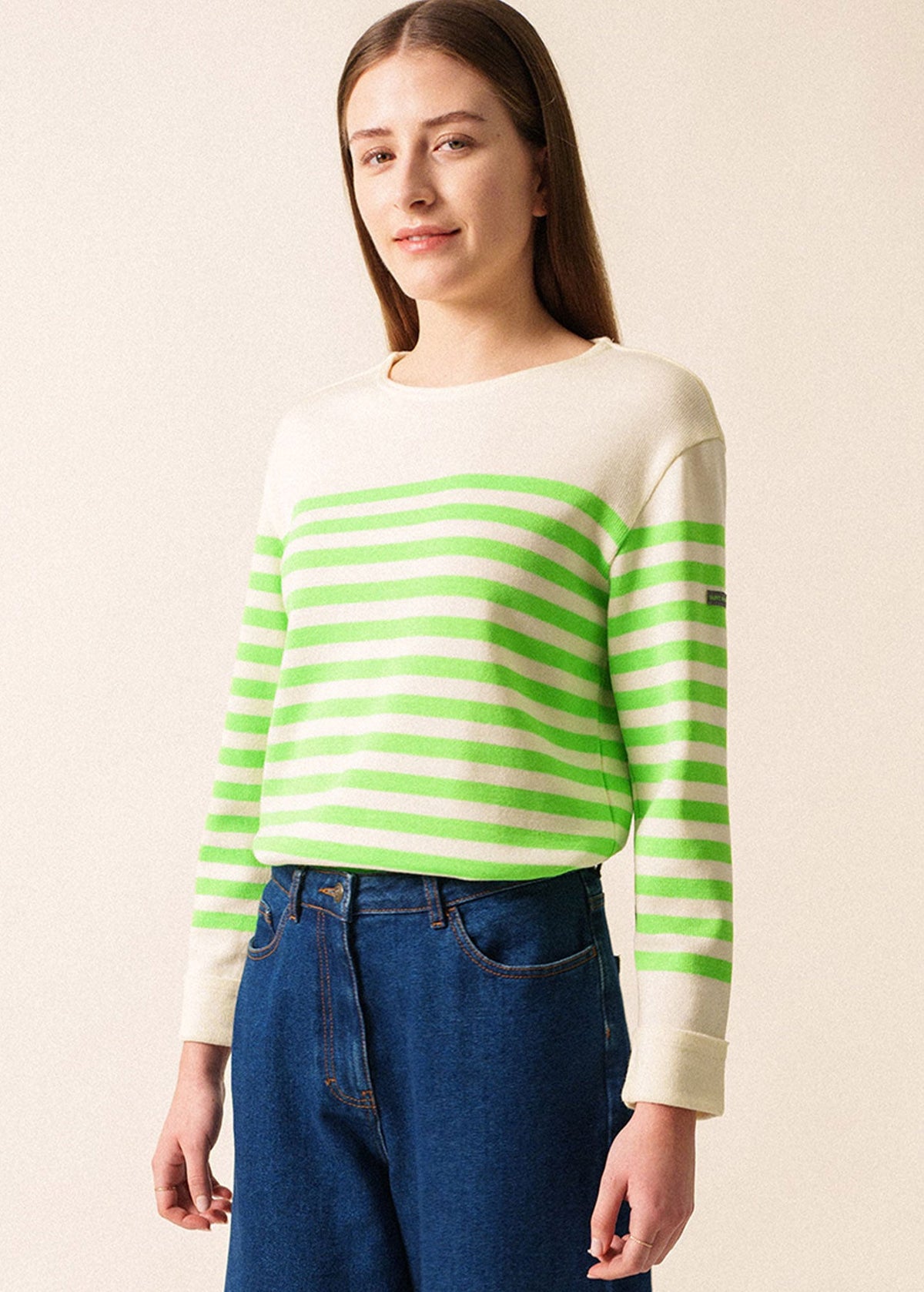 ECRINS FLUO Striped Sweater (IVORY / NEON GREEN)