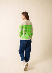 ECRINS FLUO Striped Sweater (IVORY / NEON GREEN)