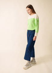ECRINS FLUO Striped Sweater (IVORY / NEON GREEN)